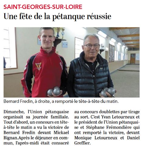 Tête à tête Union Pétanquaise 2019