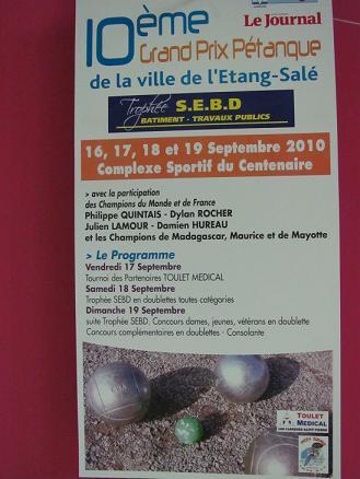 AFFICHE DU 10EME GRAND PRIX PETANQUE DE LA VILLE DE L'ETANG SALE AFFICHE DU 10EME GRAND PRIX PETANQUE DE LA VILLE DE L'ETANG SALE