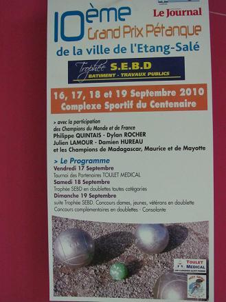 AFFICHE DU 10EME GRAND PRIX PETANQUE DE LA VILLE DE L'ETANG SALE