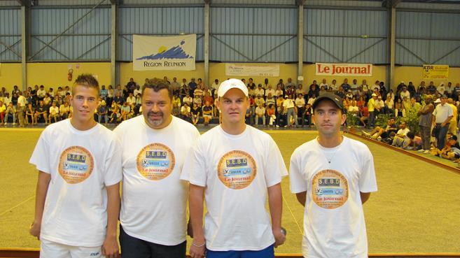 Dylan Rocher/Philippe Quintais et Julien Lamour/Damien Hureau avant la finale Dylan Rocher/Philippe Quintais et Julien Lamour/Damien Hureau avant la finale
