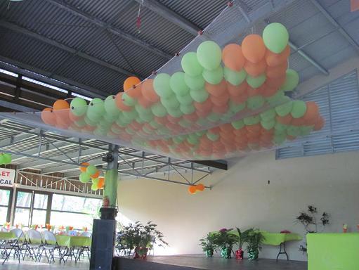 La décoration de la salle des fêtes pour le dîner dansant La décoration de la salle des fêtes pour le dîner dansant