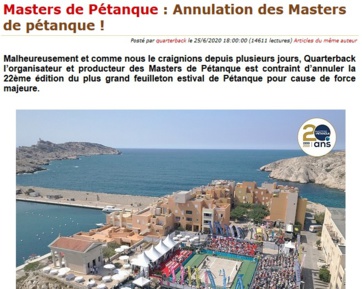MASTERS PETANQUE 2020 MASTERS PETANQUE 2020