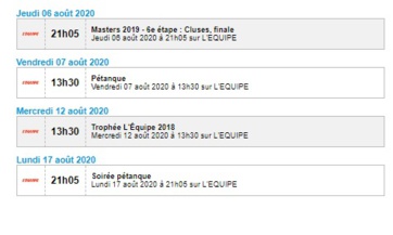 DIFFUSIONS PETANQUE TELEVISION