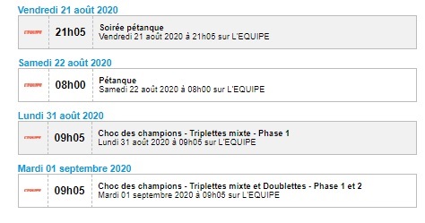 DIFFUSIONS PETANQUE TELEVISION DIFFUSIONS PETANQUE TELEVISION
