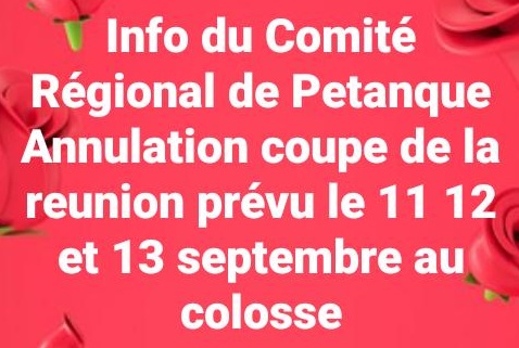 ANNULATION COUPE DE LA REUNION ANNULATION COUPE DE LA REUNION