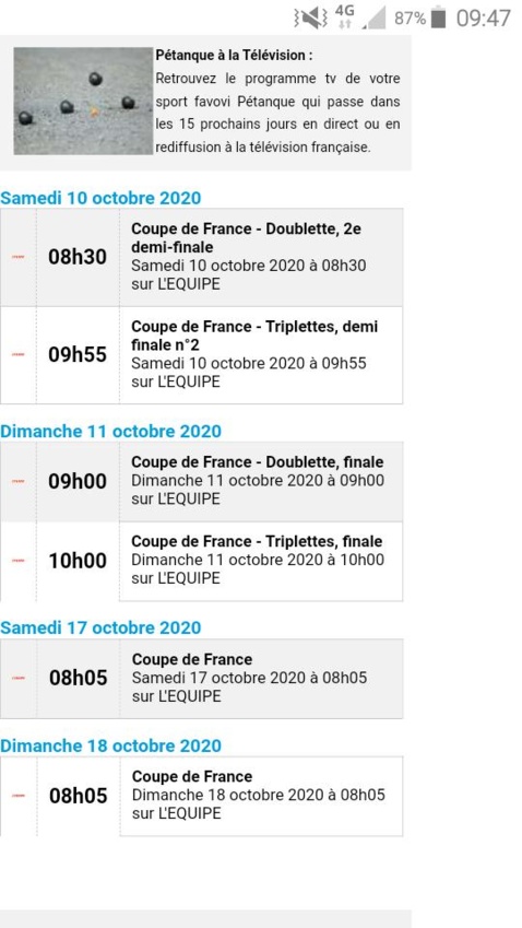 DIFFUSIONS PETANQUE TELEVISION DIFFUSIONS PETANQUE TELEVISION