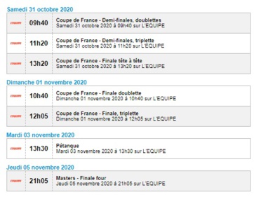 DIFFUSIONS PETANQUE TELEVISION