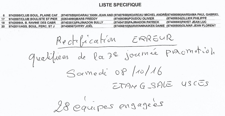3EME JOURNEE QUALIF PROMOTION TRIPLETTES DISTRICT SUD 3EME JOURNEE QUALIF PROMOTION TRIPLETTES DISTRICT SUD