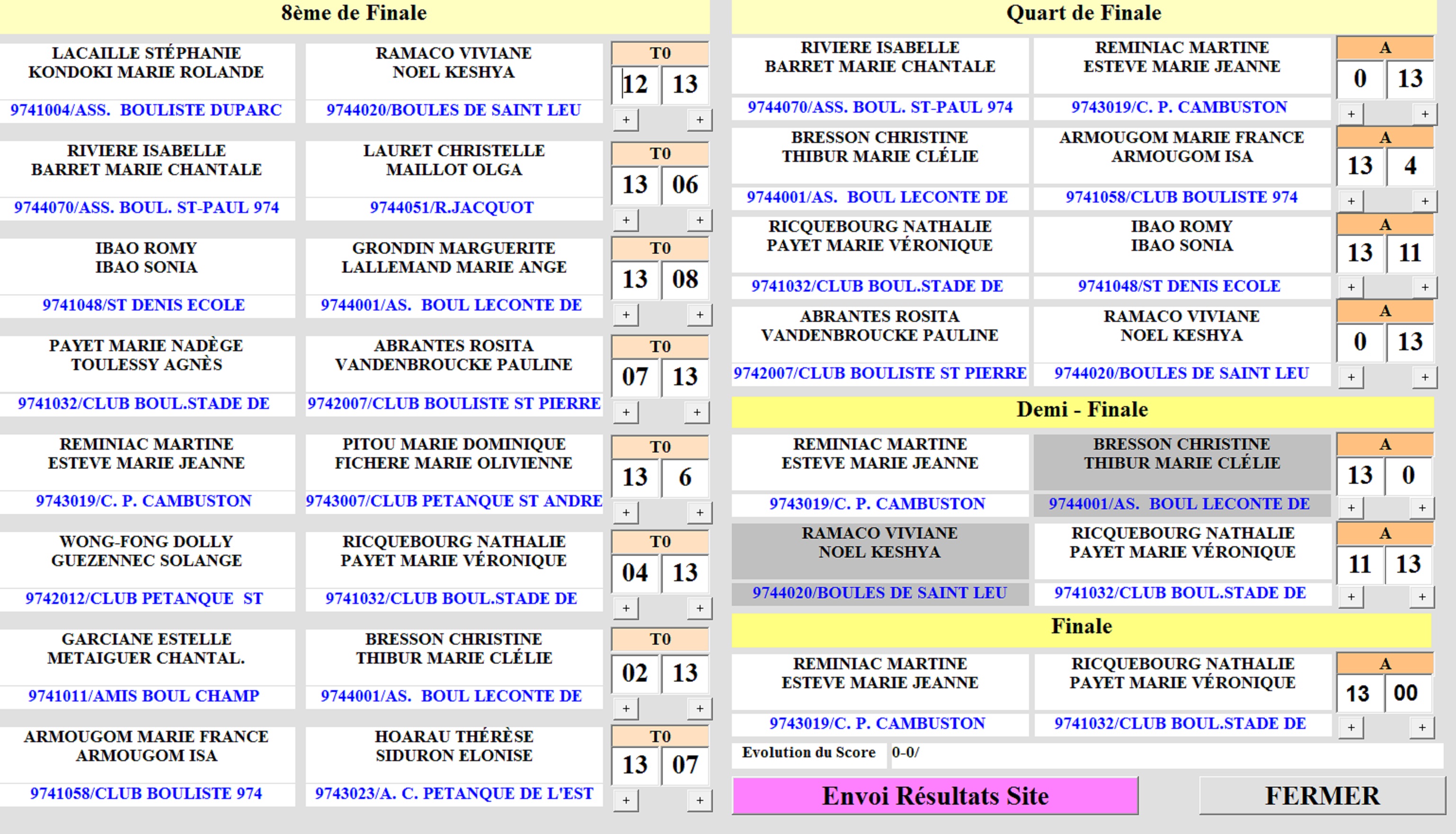 CHAMPIONNAT DEPARTEMENTAL DOUBLETTES DAMES