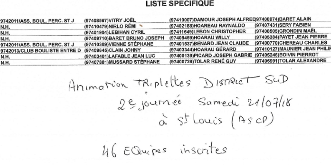 QUALIF DISTRICT SUD TRIPLETTE 2EME JOURNEE