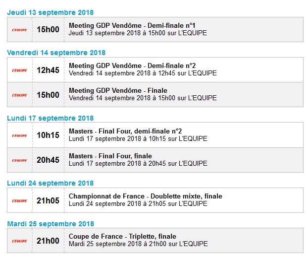 DIFFUSIONS PETANQUE TELEVISION DIFFUSIONS PETANQUE TELEVISION