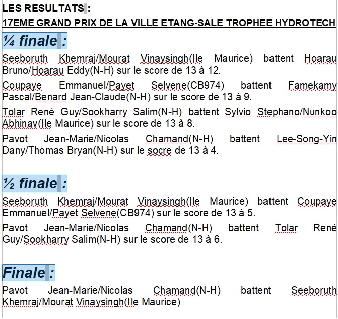 17EME GRAND PRIX PETANQUE 17EME GRAND PRIX PETANQUE