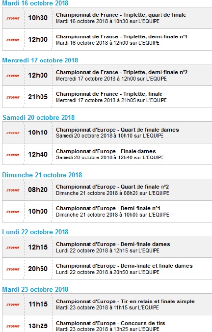 DIFFUSIONS PETANQUE TELEVISION