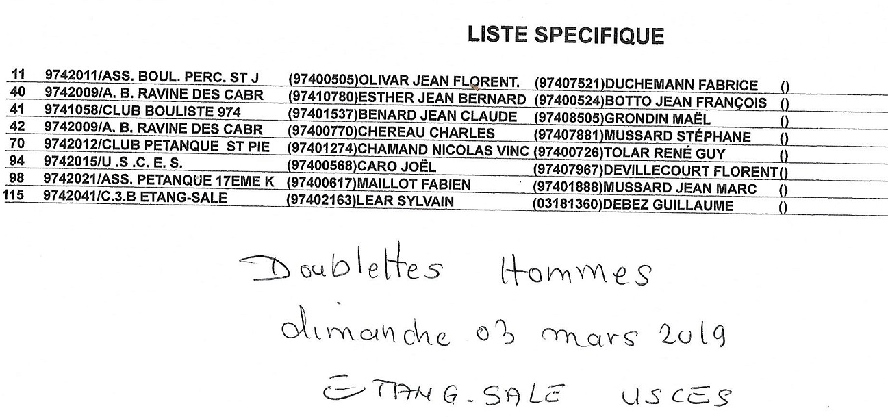 1ERE JOURNEE QUALIF DOUBLETTES HOMMES