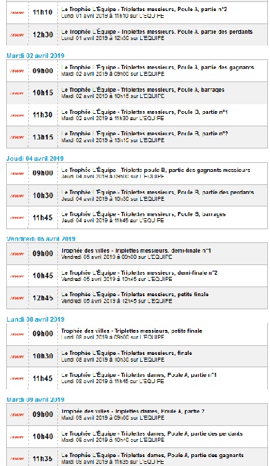 DIFFUSIONS PETANQUE TELEVISION