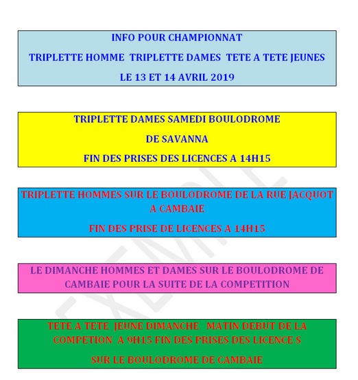 CHAMPIONNAT TRIPLETTES