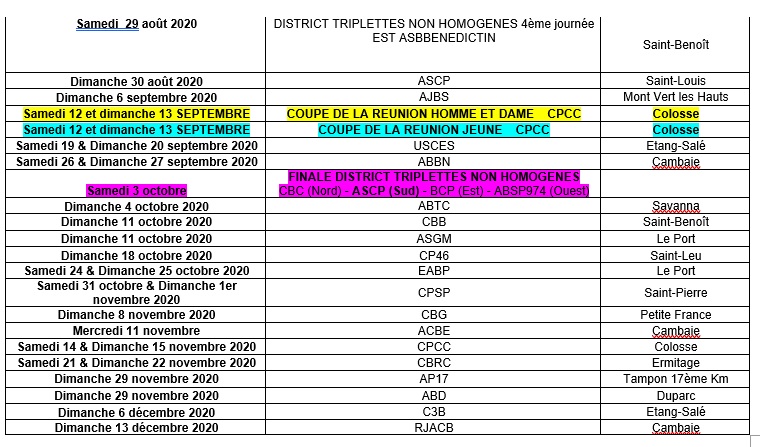 CALENDRIER 2020