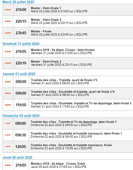 DIFFUSIONS PETANQUE TELEVISION