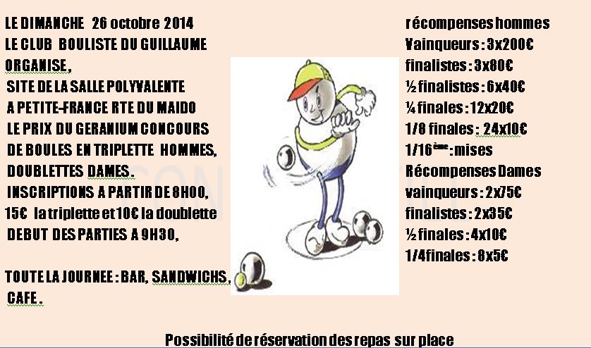 Concours du club bouliste du guillaume du 26 octobre Concours du club bouliste du guillaume du 26 octobre