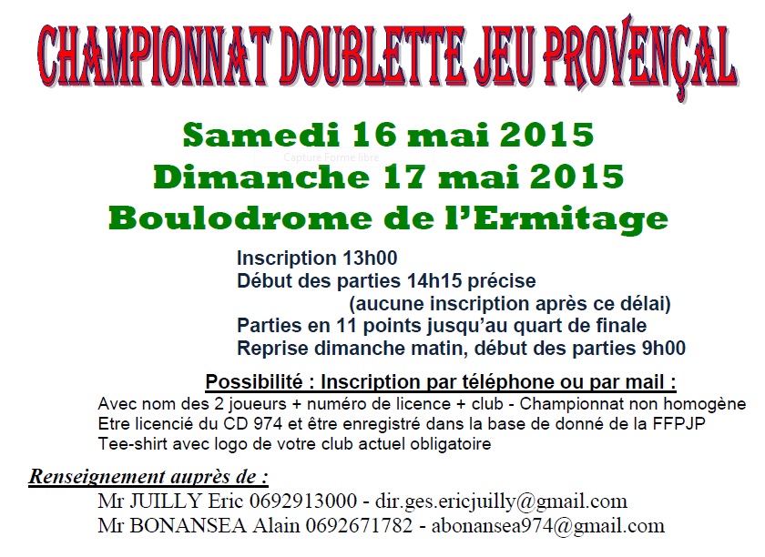 CHAMPIONNAT PROVENCAL DOUBLETTES