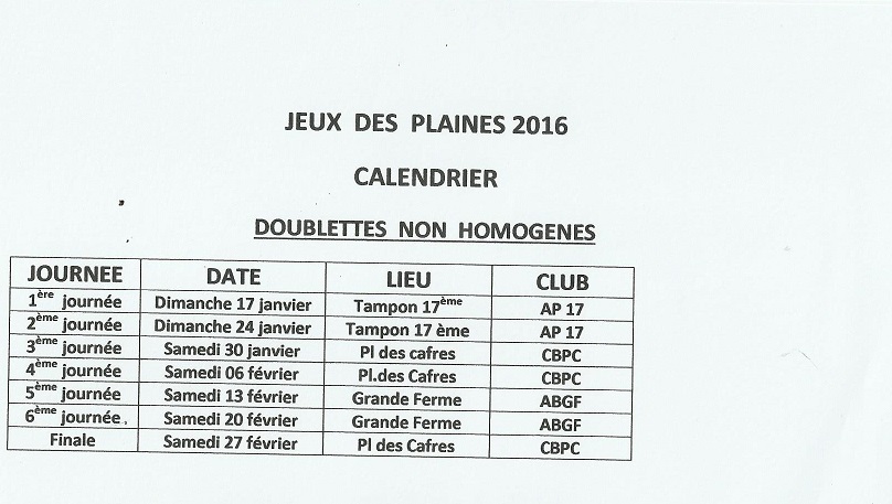 JEUX DE LA PLAINE DES CAFRES JEUX DE LA PLAINE DES CAFRES