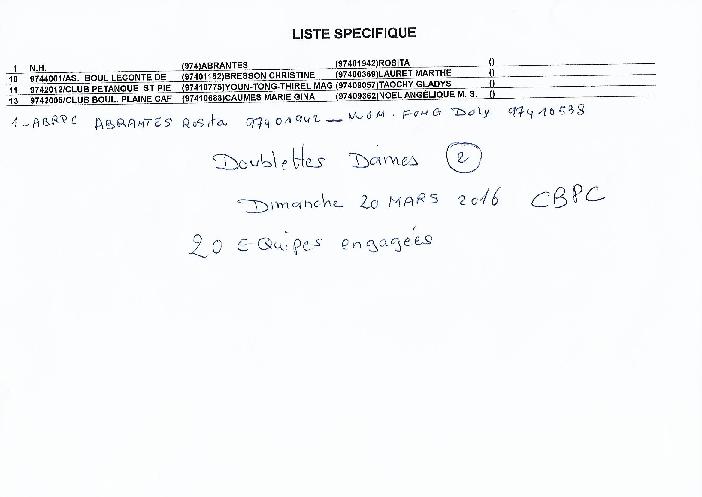 2EME QUALIF DOUBLETTES DAMES CHAMPIONNAT
