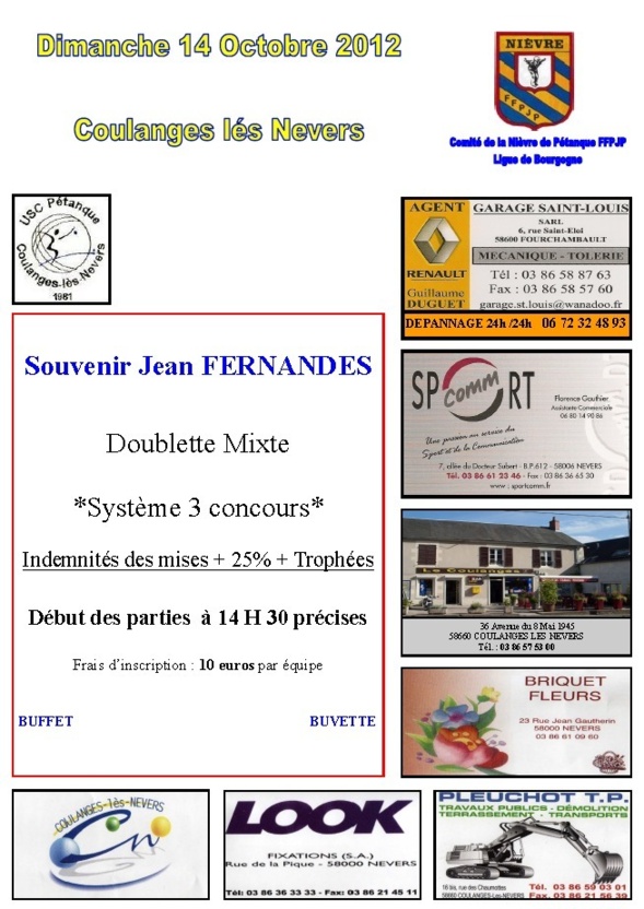 Concours doublette mixte Concours doublette mixte