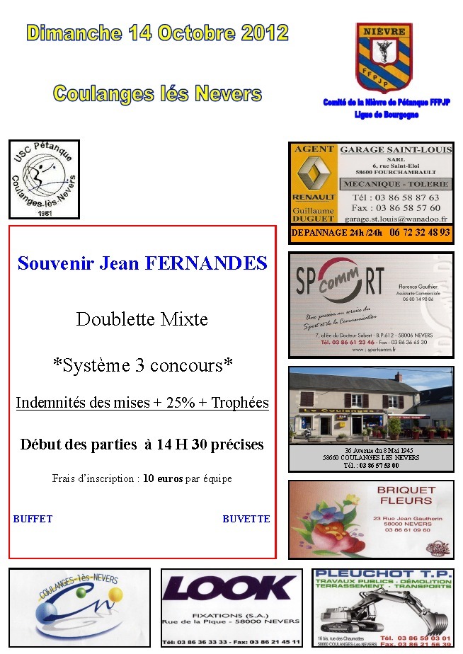 Concours doublette mixte Concours doublette mixte