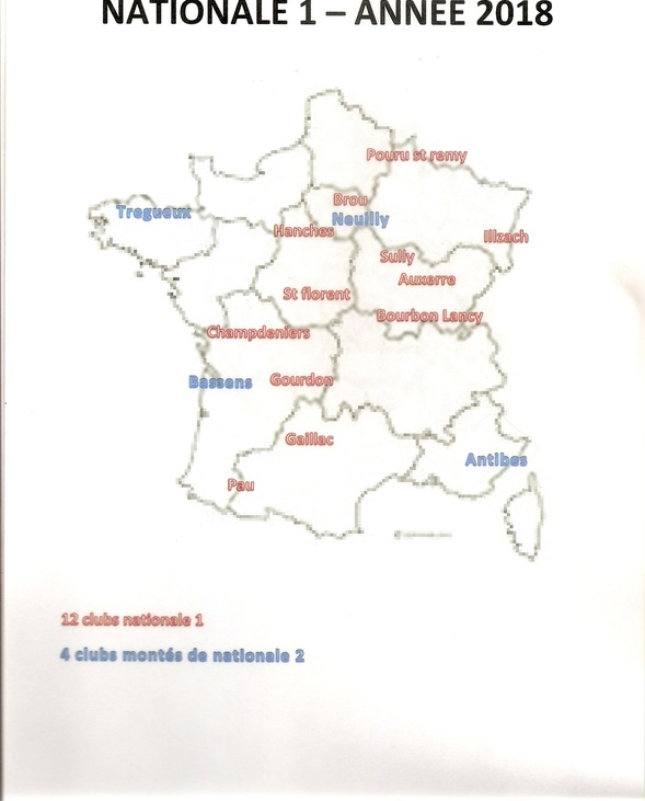 Les seize clubs qui évolueront en CNC1 en 2018.