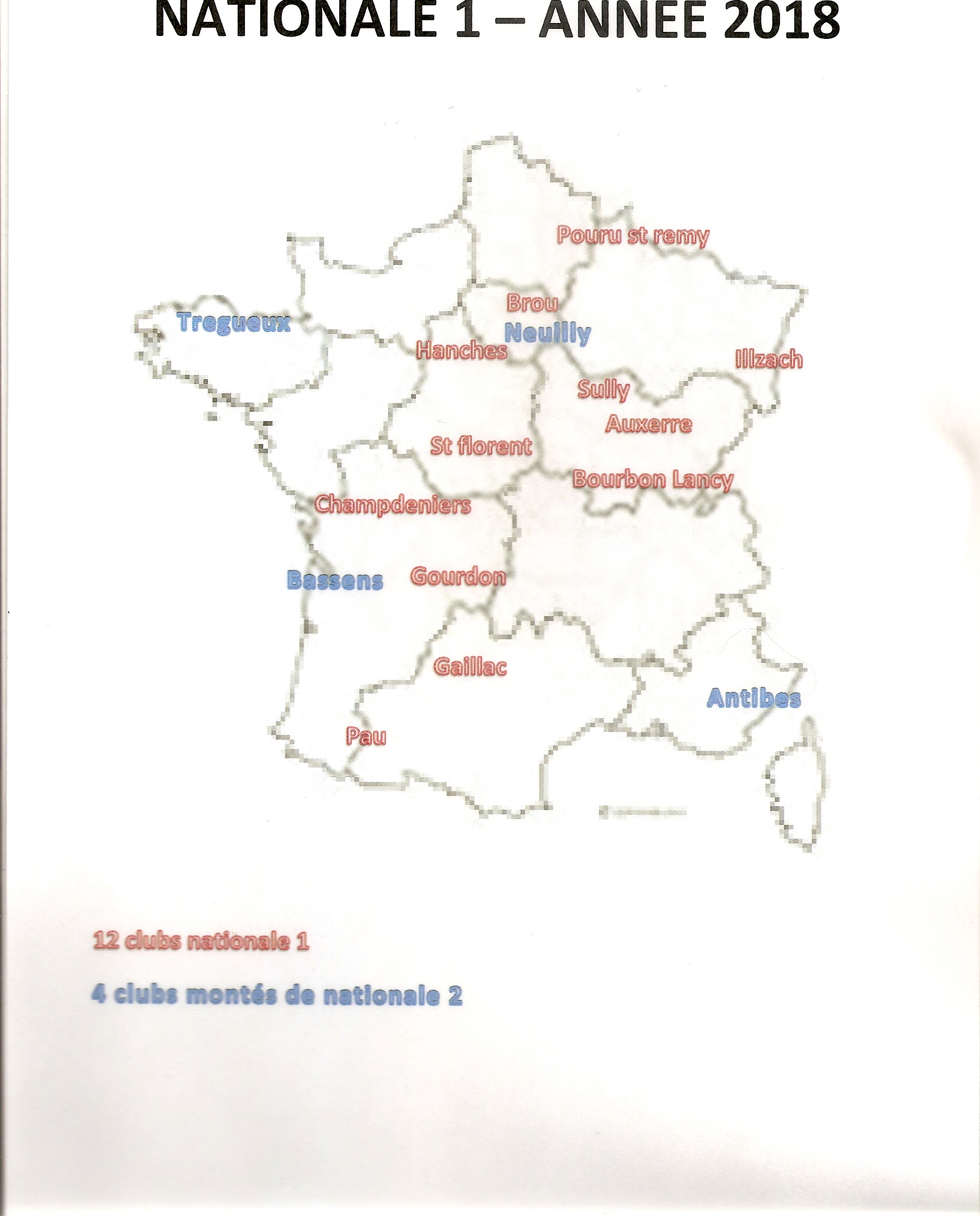 Les seize clubs qui évolueront en CNC1 en 2018.