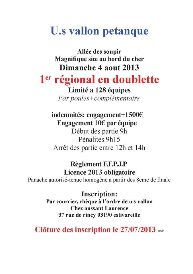 1er Régional en doublette 1er Régional en doublette