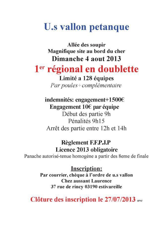 1er Régional en doublette 1er Régional en doublette