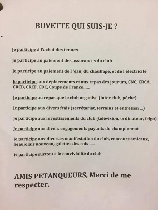 --------------la Charte du joueur de Petanque---------------