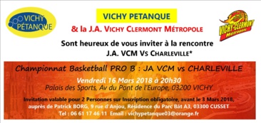 INVITATION AU BASKET   RESERVEE AUX LICENCIES DE VICHY PETANQUE