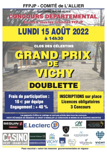 GRAND PRIX DE LA VILLE DE VICHY LUNDI 15 AOUT 2022 DOUBLETTE