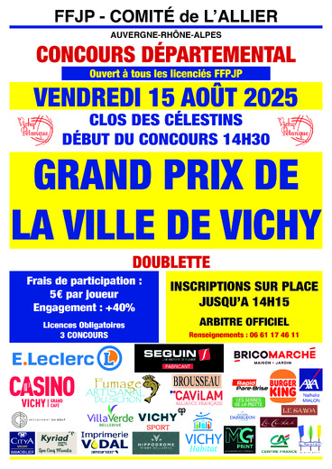 15 AOUT 2025 GRAND PRIX DE LA VILLE DE VICHY EN DOUBLETTE 