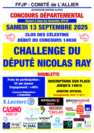 CHALLENGE DU DEPUTE LE 13 SEPTEMBRE 2025 EN DOUBLETTE