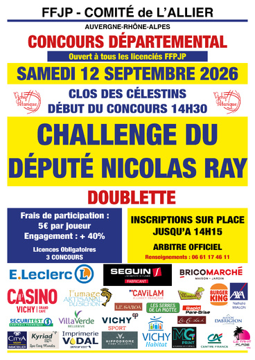 SAMEDI 12 SEPTEMBRE 2026 COUPE DU DEPUTE EN DOUBLETTE